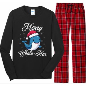 Merry Whalemas Whale With Santa Hat Orcas Christmas Puns Long Sleeve Pajama Set