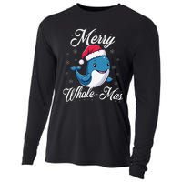 Merry Whalemas Whale With Santa Hat Orcas Christmas Puns Cooling Performance Long Sleeve Crew