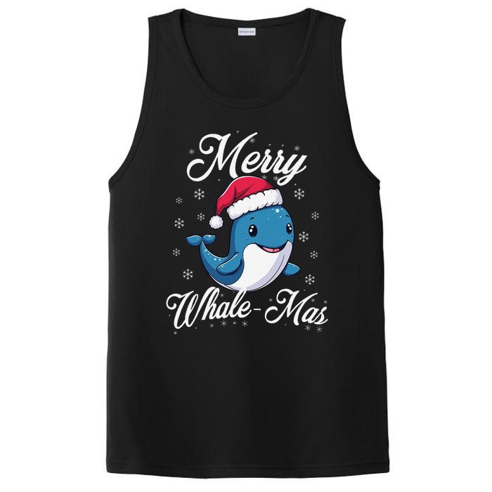 Merry Whalemas Whale With Santa Hat Orcas Christmas Puns PosiCharge Competitor Tank