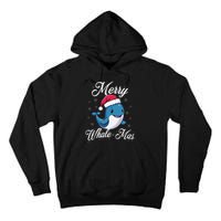 Merry Whalemas Whale With Santa Hat Orcas Christmas Puns Tall Hoodie