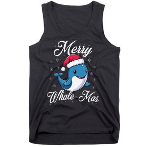 Merry Whalemas Whale With Santa Hat Orcas Christmas Puns Tank Top