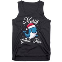 Merry Whalemas Whale With Santa Hat Orcas Christmas Puns Tank Top