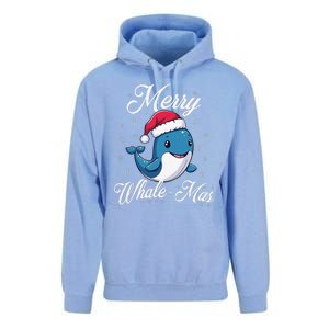 Merry Whalemas Whale With Santa Hat Orcas Christmas Puns Unisex Surf Hoodie