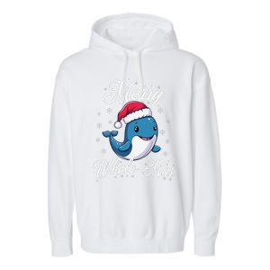 Merry Whalemas Whale With Santa Hat Orcas Christmas Puns Garment-Dyed Fleece Hoodie