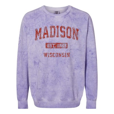 Madison Wisconsin Wi Vintage Athletic Sports Design Colorblast Crewneck Sweatshirt