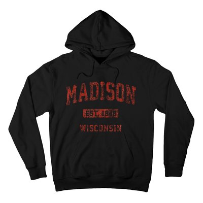 Madison Wisconsin Wi Vintage Athletic Sports Design Hoodie