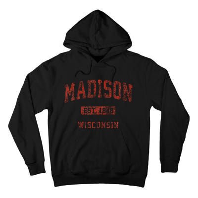 Madison Wisconsin Wi Vintage Athletic Sports Design Tall Hoodie