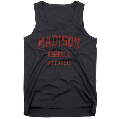 Madison Wisconsin Wi Vintage Athletic Sports Design Tank Top