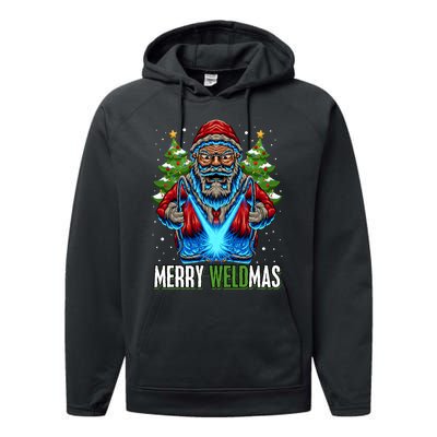 Merry Weldmas Welder Christmas Welding Worker Santa Performance Fleece Hoodie