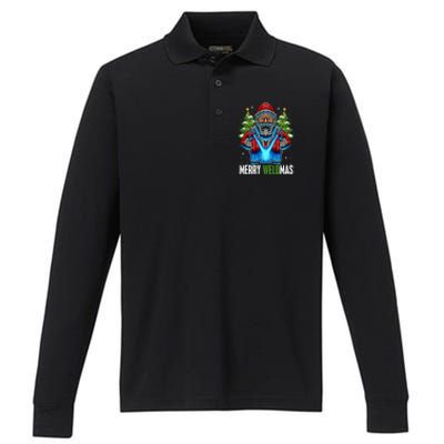 Merry Weldmas Welder Christmas Welding Worker Santa Performance Long Sleeve Polo