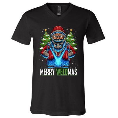 Merry Weldmas Welder Christmas Welding Worker Santa V-Neck T-Shirt