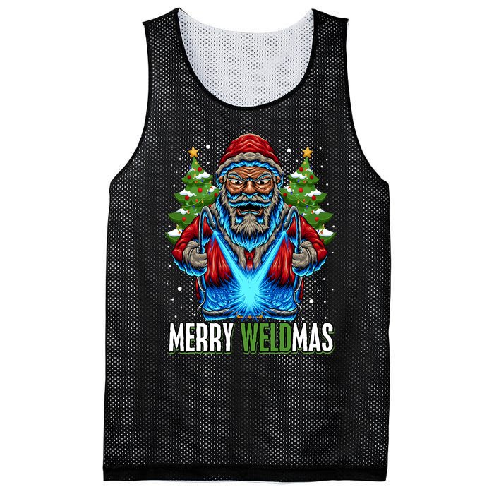 Merry Weldmas Welder Christmas Welding Worker Santa Mesh Reversible Basketball Jersey Tank