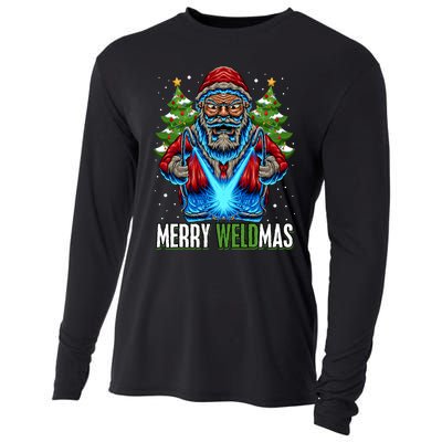 Merry Weldmas Welder Christmas Welding Worker Santa Cooling Performance Long Sleeve Crew