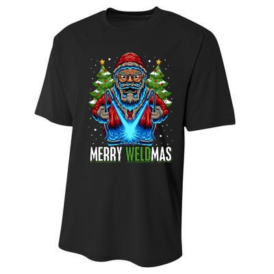 Merry Weldmas Welder Christmas Welding Worker Santa Performance Sprint T-Shirt