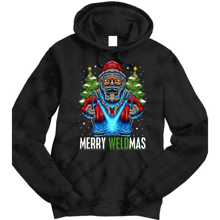 Merry Weldmas Welder Christmas Welding Worker Santa Tie Dye Hoodie