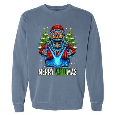 Merry Weldmas Welder Christmas Welding Worker Santa Garment-Dyed Sweatshirt