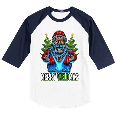 Merry Weldmas Welder Christmas Welding Worker Santa Baseball Sleeve Shirt