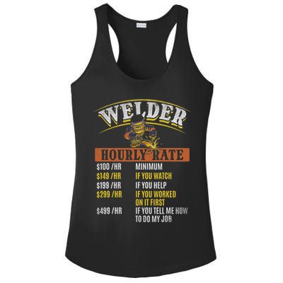 Metal Worker Welding MIG Welder Funny Welder Hourly Rate Ladies PosiCharge Competitor Racerback Tank