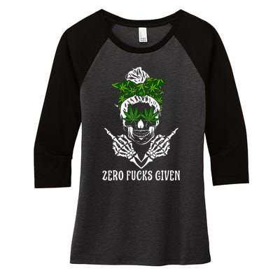 Men Women Weed Skull Cannabis Marijuana 420 THC Weed Lover Women's Tri-Blend 3/4-Sleeve Raglan Shirt