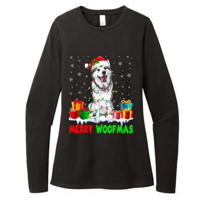 Merry Woofmas Xmas Lights Cute Siberian Husky Dog Pajama Great Gift Womens CVC Long Sleeve Shirt