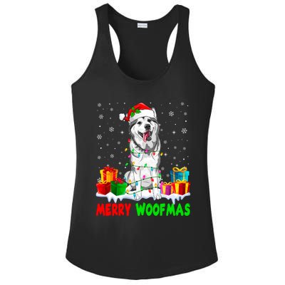 Merry Woofmas Xmas Lights Cute Siberian Husky Dog Pajama Great Gift Ladies PosiCharge Competitor Racerback Tank