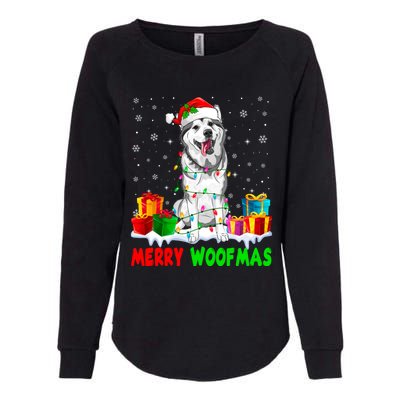 Merry Woofmas Xmas Lights Cute Siberian Husky Dog Pajama Great Gift Womens California Wash Sweatshirt