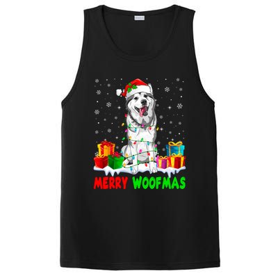 Merry Woofmas Xmas Lights Cute Siberian Husky Dog Pajama Great Gift PosiCharge Competitor Tank