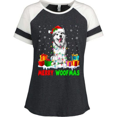 Merry Woofmas Xmas Lights Cute Siberian Husky Dog Pajama Great Gift Enza Ladies Jersey Colorblock Tee