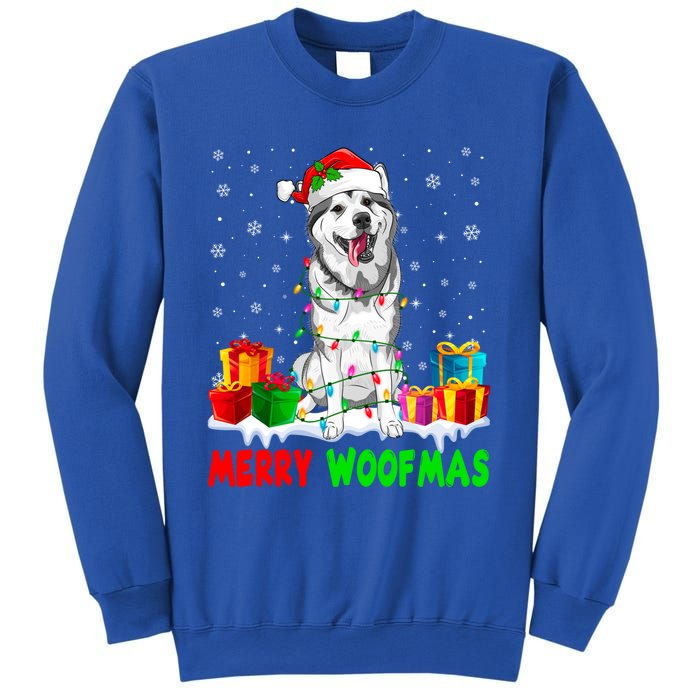 Merry Woofmas Xmas Lights Cute Siberian Husky Dog Pajama Great Gift Sweatshirt