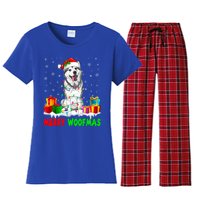 Merry Woofmas Xmas Lights Cute Siberian Husky Dog Pajama Great Gift Women's Flannel Pajama Set