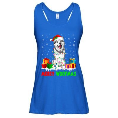 Merry Woofmas Xmas Lights Cute Siberian Husky Dog Pajama Great Gift Ladies Essential Flowy Tank