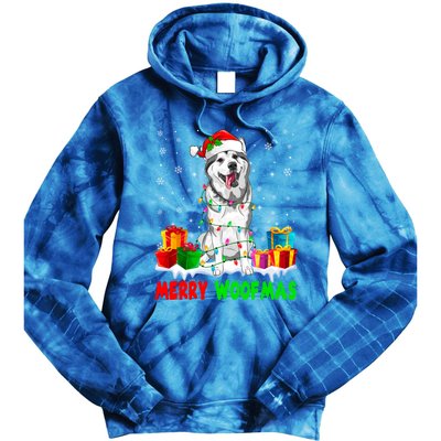 Merry Woofmas Xmas Lights Cute Siberian Husky Dog Pajama Great Gift Tie Dye Hoodie