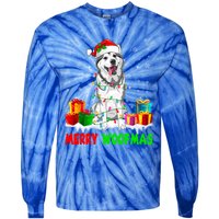 Merry Woofmas Xmas Lights Cute Siberian Husky Dog Pajama Great Gift Tie-Dye Long Sleeve Shirt