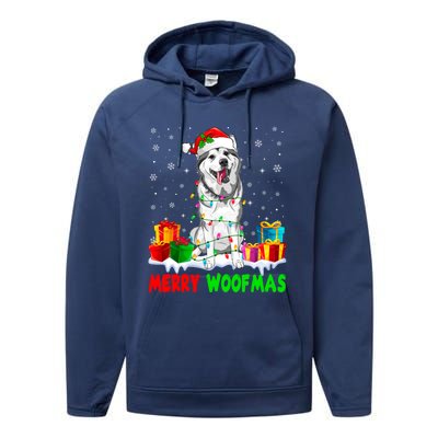 Merry Woofmas Xmas Lights Cute Siberian Husky Dog Pajama Great Gift Performance Fleece Hoodie