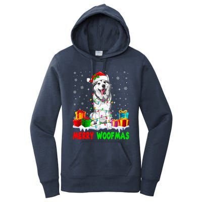 Merry Woofmas Xmas Lights Cute Siberian Husky Dog Pajama Great Gift Women's Pullover Hoodie