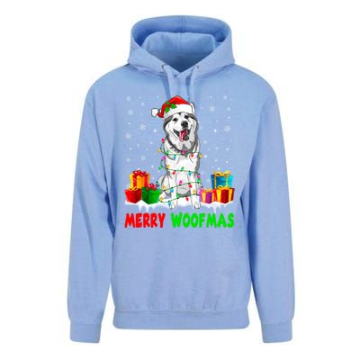 Merry Woofmas Xmas Lights Cute Siberian Husky Dog Pajama Great Gift Unisex Surf Hoodie