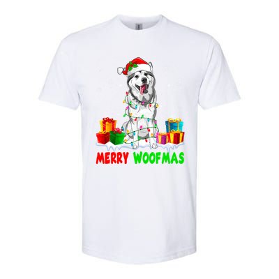 Merry Woofmas Xmas Lights Cute Siberian Husky Dog Pajama Great Gift Softstyle CVC T-Shirt