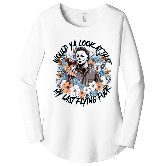 Michael Would Ya Look At That My Last Flying Fuck Halloween Horror Character Women's Perfect Tri Tunic Long Sleeve Shirt