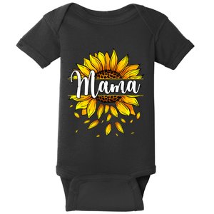 Mama With Yellow Sunflower Floral Graphic Mothers Day Baby Bodysuit