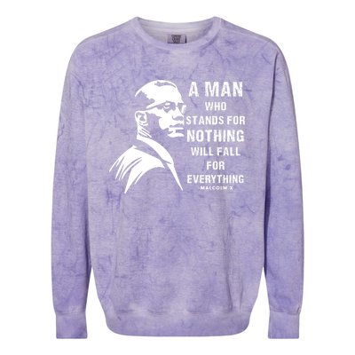 Malcolm X A Man Who Stands For Nothing Will Fall For Black History Month Colorblast Crewneck Sweatshirt