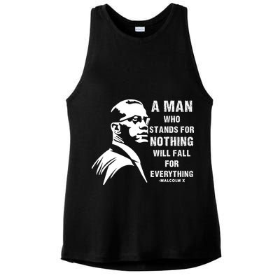 Malcolm X A Man Who Stands For Nothing Will Fall For Black History Month Ladies PosiCharge Tri-Blend Wicking Tank