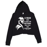 Malcolm X A Man Who Stands For Nothing Will Fall For Black History Month Crop Fleece Hoodie
