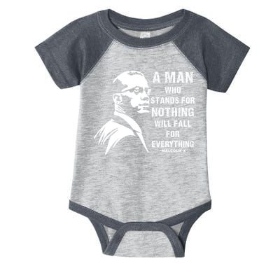 Malcolm X A Man Who Stands For Nothing Will Fall For Black History Month Infant Baby Jersey Bodysuit
