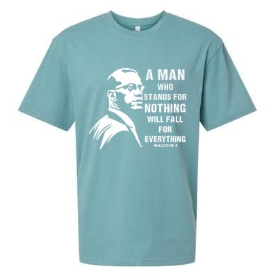 Malcolm X A Man Who Stands For Nothing Will Fall For Black History Month Sueded Cloud Jersey T-Shirt