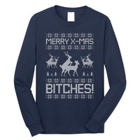 Merry Xmas Bitches Reindeer Adult Ugly Christmas Sweater Long Sleeve Shirt