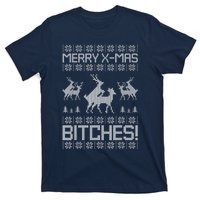 Merry Xmas Bitches Reindeer Adult Ugly Christmas Sweater T-Shirt