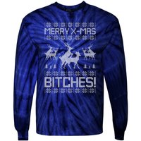 Merry Xmas Bitches Reindeer Adult Ugly Christmas Sweater Tie-Dye Long Sleeve Shirt