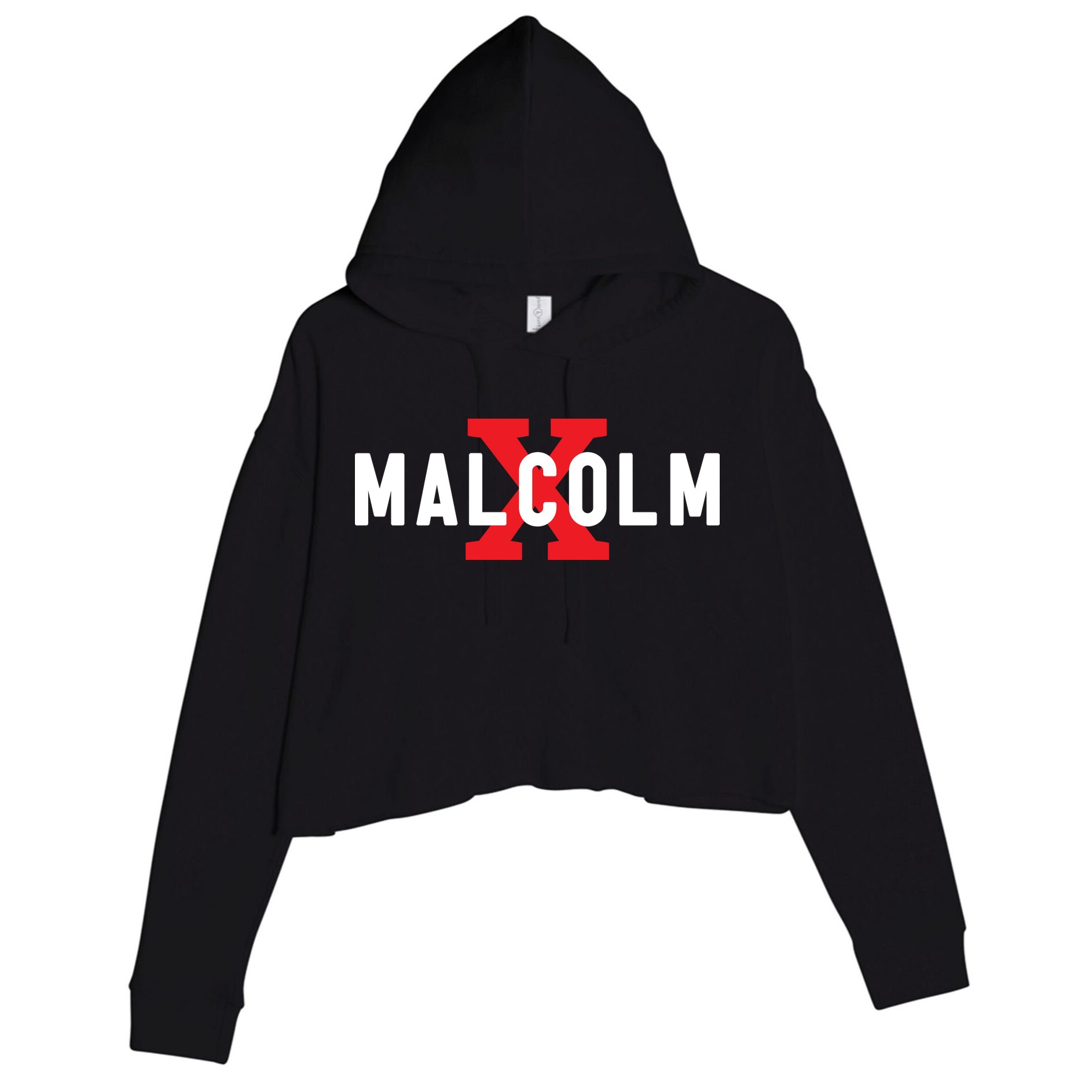 Malcolm X Black History Crop Fleece Hoodie