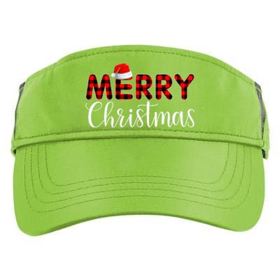 Merry xmas Buffalo Plaid Red Santa Hat Pajama  Adult Drive Performance Visor