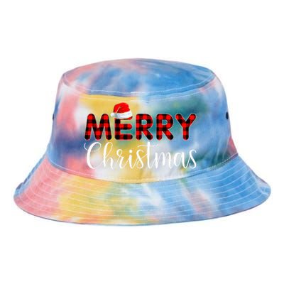 Merry xmas Buffalo Plaid Red Santa Hat Pajama  Tie Dye Newport Bucket Hat